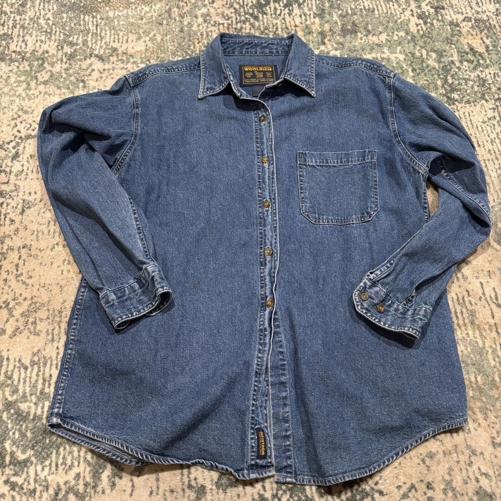 Vintage Woolrich Women Denim Button Up Shirt Medium